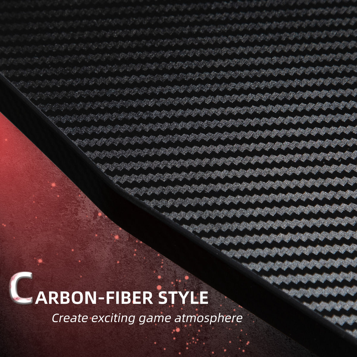 HOMCOM 142 x 66 cm Gaming Desk, Carbon Fibre Covered Computer Desk, Gamer Workstation with Headphone Hook, Cup Holder and Gamepad Storage Rack, Black and Red