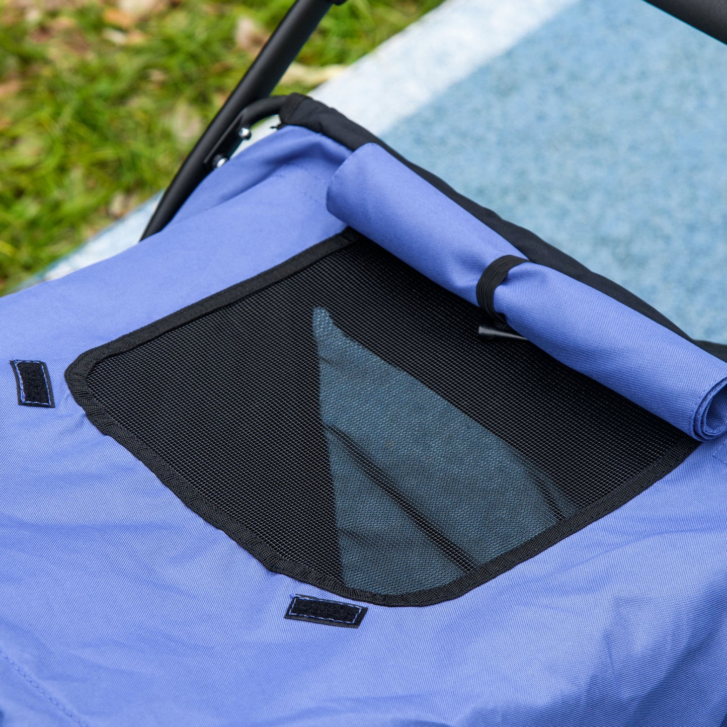 PawHut Foldable Pet Stroller, with Washable Cushion, Storage Bags, Safety Leash, for Medium, Large Dogs, Cats - Blue