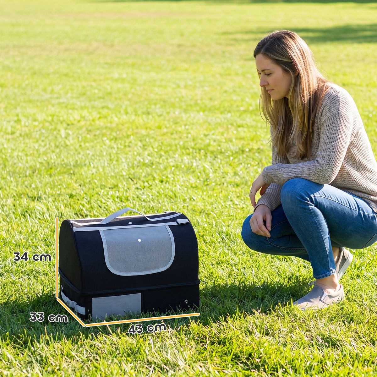 PawHut Portable Cat Litter Box with Zipper & Lid for Travel, Foldable Cat Travel Litter Tray, Black