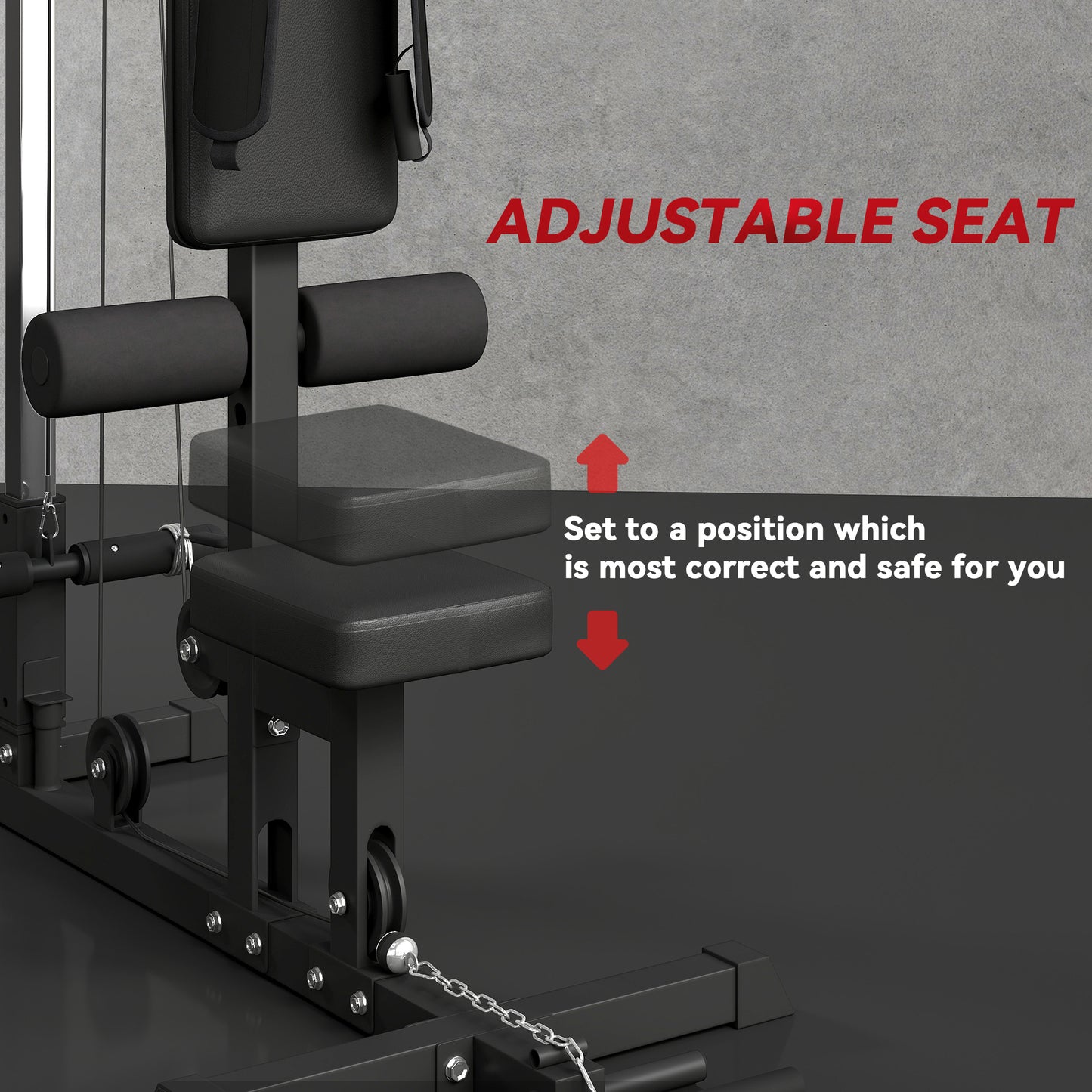 SPORTNOW Pull Up Station, Power Cage with Adjustable Seat, for Home Gym - Black