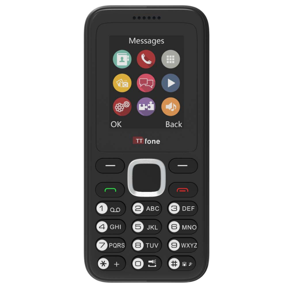 TTfone TT150 Black Dual SIM Mobile with USB Cable, EE Pay As You Go