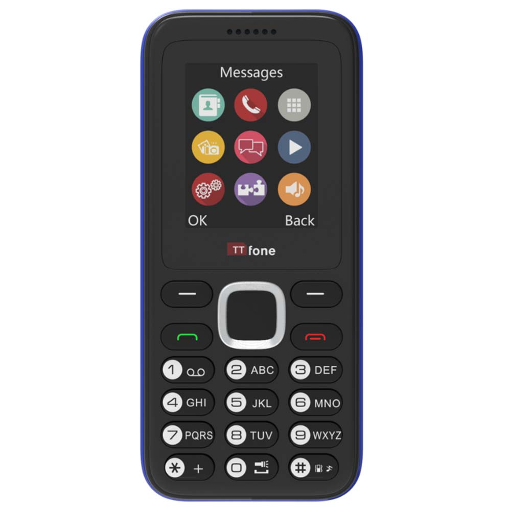TTfone TT150 Blue Dual SIM Mobile with USB Cable, O2 Pay As You Go