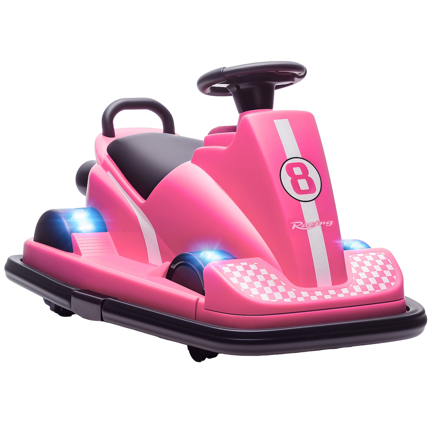 AIYAPLAY Kids Bumper Car, 360Â° Rotation Spin Electric Waltzer Car with LED Lights, Music for Ages 3-8 Years Old, Pink Default Title