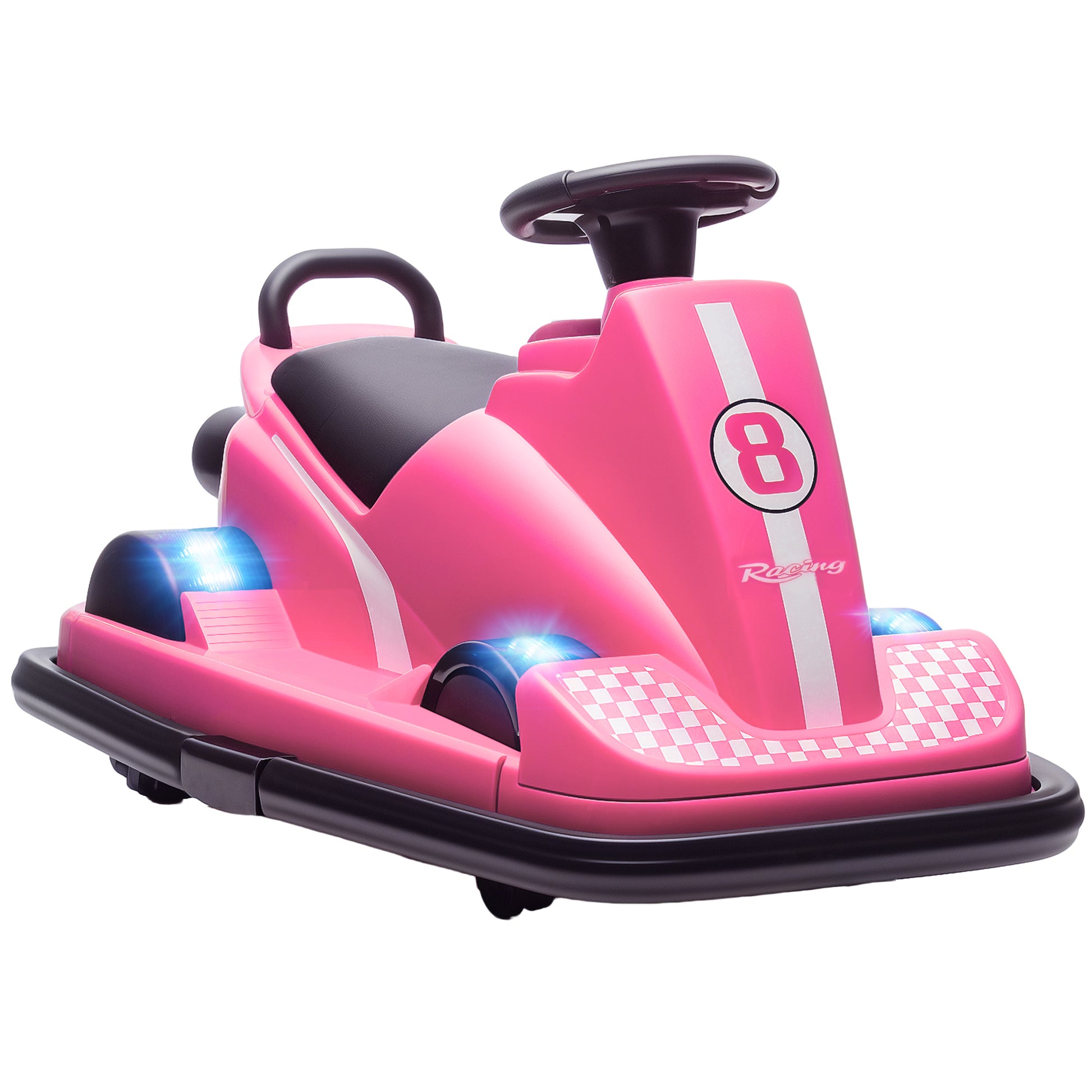 AIYAPLAY Kids Bumper Car, 360Â° Rotation Spin Electric Waltzer Car with LED Lights, Music for Ages 3-8 Years Old, Pink Default Title