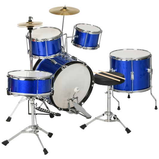AIYAPLAY 11 Piece Kids Drum Kit with Stool, Drumsticks, Pedal, Cymbals, for 3-6 Years, Blue