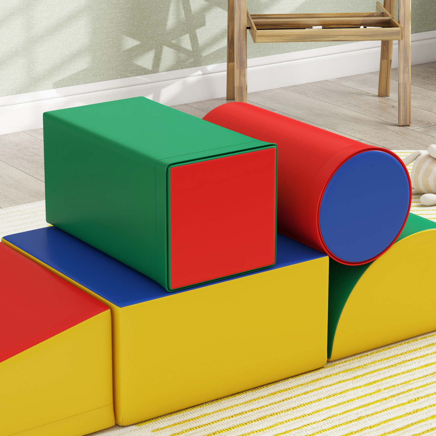 HOMCOM 5 Piece Soft Safe Foam Playset, Climb and Crawl Activity Toy for Toddlers, Multicolour