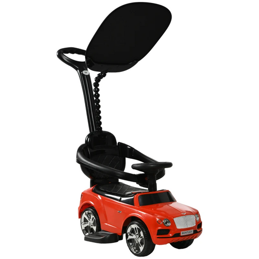 AIYAPLAY Bentley Bentayga Licensed 3-in-1 Baby Push Car, Ride on Car Sliding Car with Canopy, Horn Music in Red
