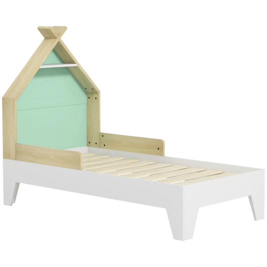 AIYAPLAY Treehouse Style Toddler Bed Frame Single Bed Frame with Safety Guardrails, 144L x 74W x 110Hcm