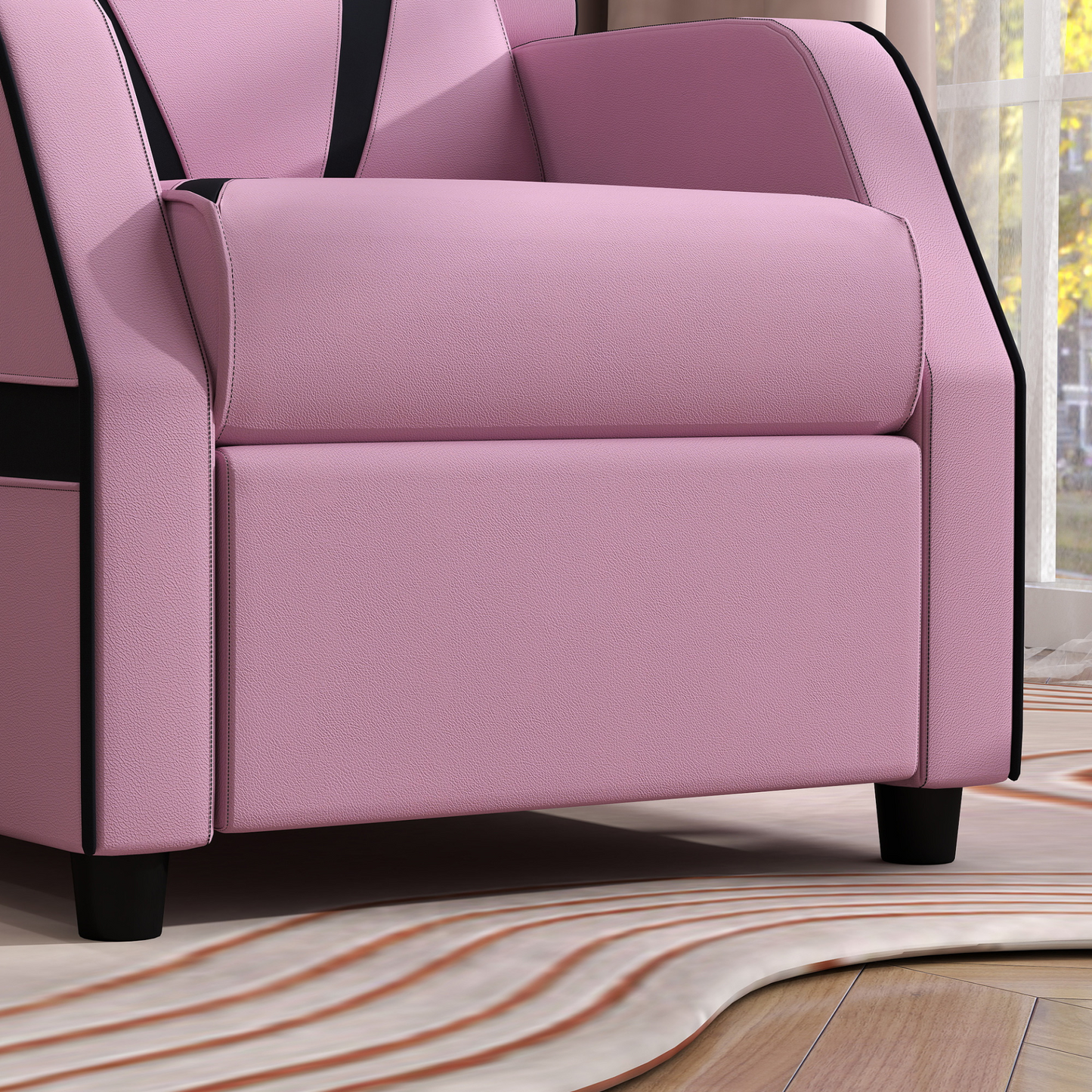Pink Kids Reclining Chair with Backrest, Armrest, Footrest, PU Leather, for 3-9 Years Old by AIYAPLAY