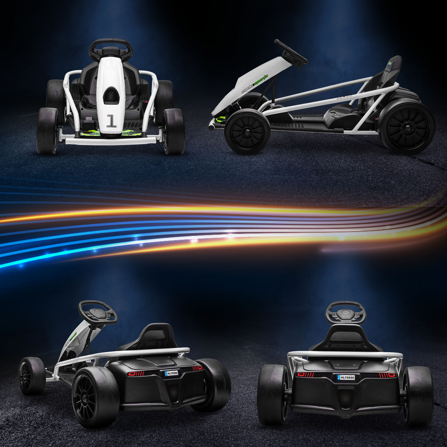 HOMCOM 24V Electric Go Kart for Kids, Drift Ride-On Racing Go Kart with 2 Speeds, for Boys Girls Aged 8-12 Years Old in White