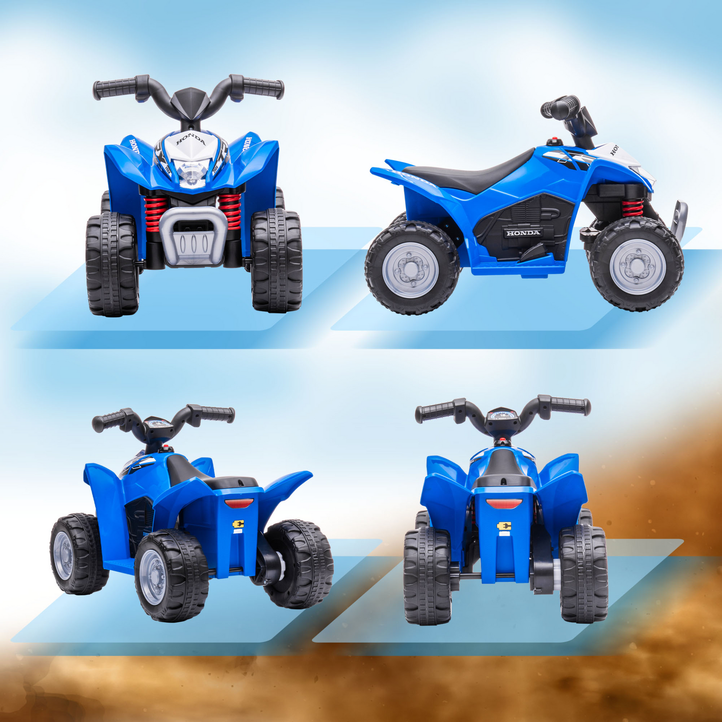 AIYAPLAY Honda Licensed Kids Electric Quad Bike 6V ATV Ride On for 1.5-3 Years in Blue