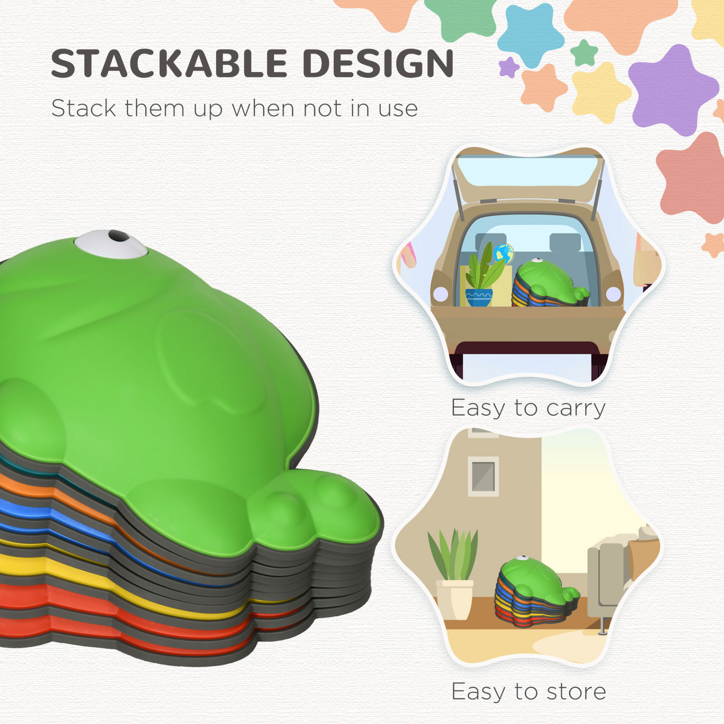9 Balance Stepping Stones for Kids Sensory with Non-slip Edge, Stackable Outdoor Indoor Obstacle Course by AIYAPLAY