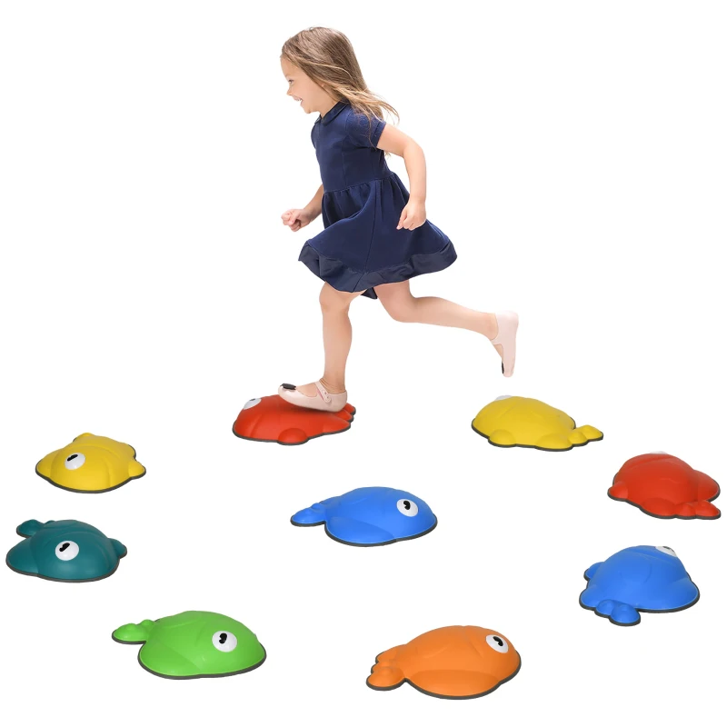 9 Balance Stepping Stones for Kids Sensory with Non-slip Edge, Stackable Outdoor Indoor Obstacle Course by AIYAPLAY