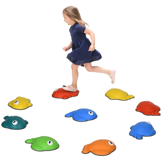 9 Balance Stepping Stones for Kids Sensory with Non-slip Edge, Stackable Outdoor Indoor Obstacle Course by AIYAPLAY