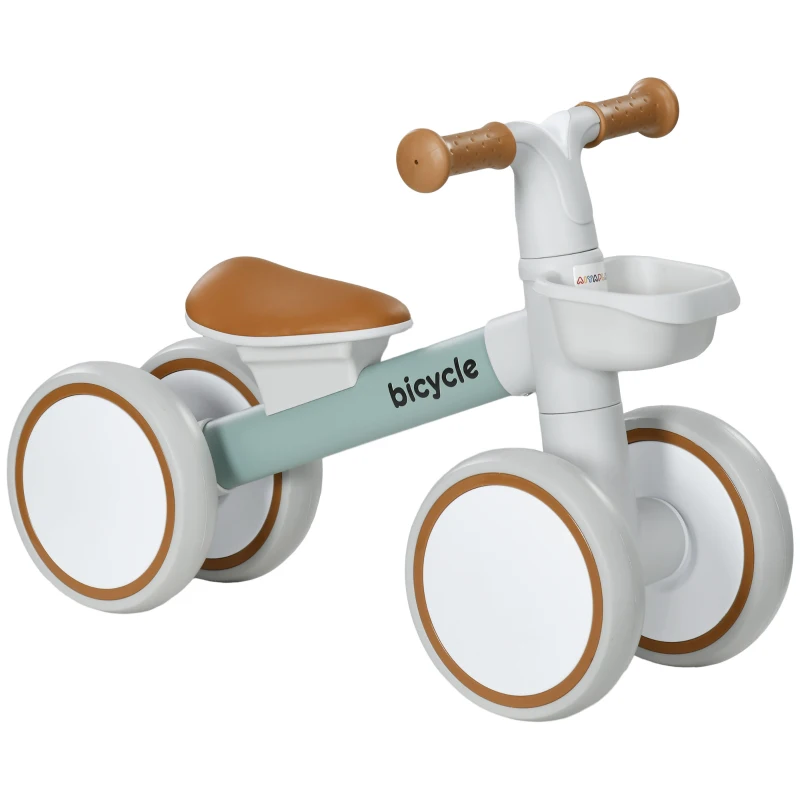 Kids Balance Bike for 1-3 Years Old with Adjustable Seat, Silent Wheels, Green by AIYAPLAY