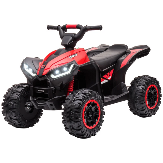 12V Ride-On Quad Bike w/ Music, Horn, for Ages 3-5 Years - Red | HOMCOM