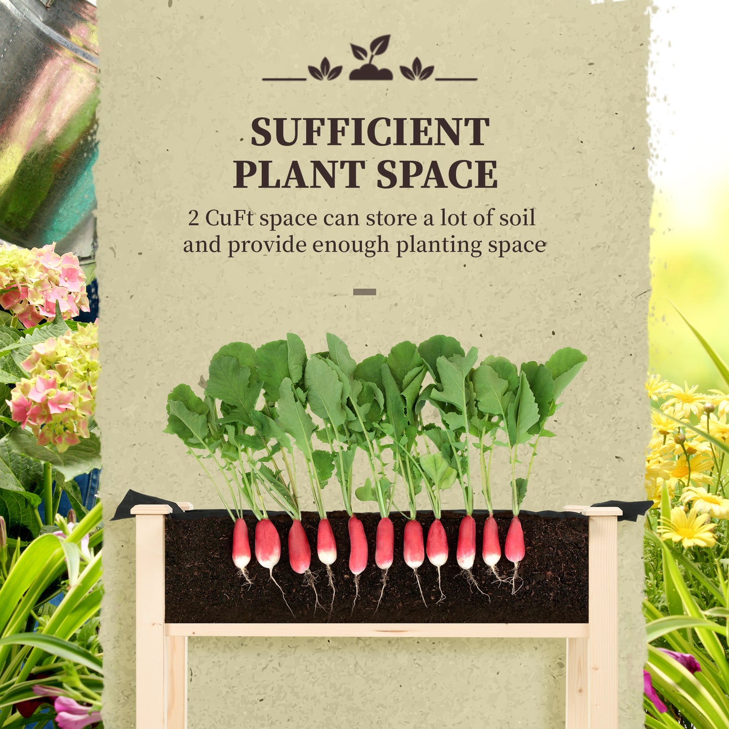 Outsunny Garden Wooden Plantersï¼Œ Rectangular Raised Bed,Flower Box, Fir Wood Indoor/Outdoor, Oak Tone, 86L x 46W x 76Hcm