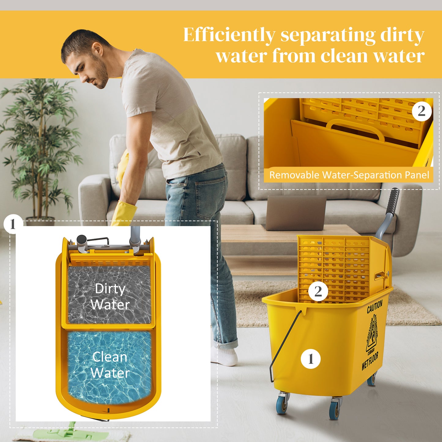  reducing strain and speeding up cleaning tasks</li><li>Enhanced hygiene: Featuring a removable water-separation panel