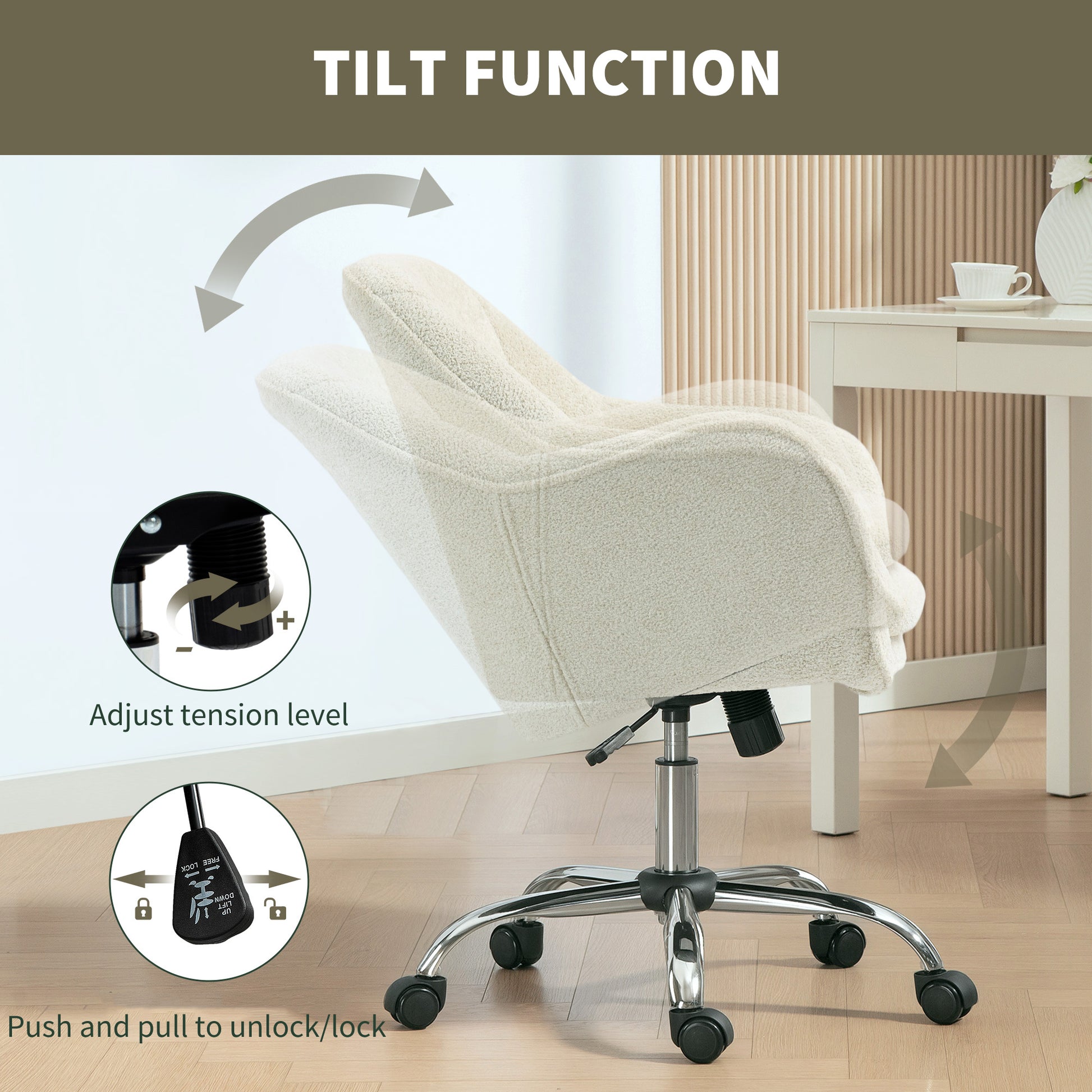 HOMCOM Snow Flannel Office Chair - Beige