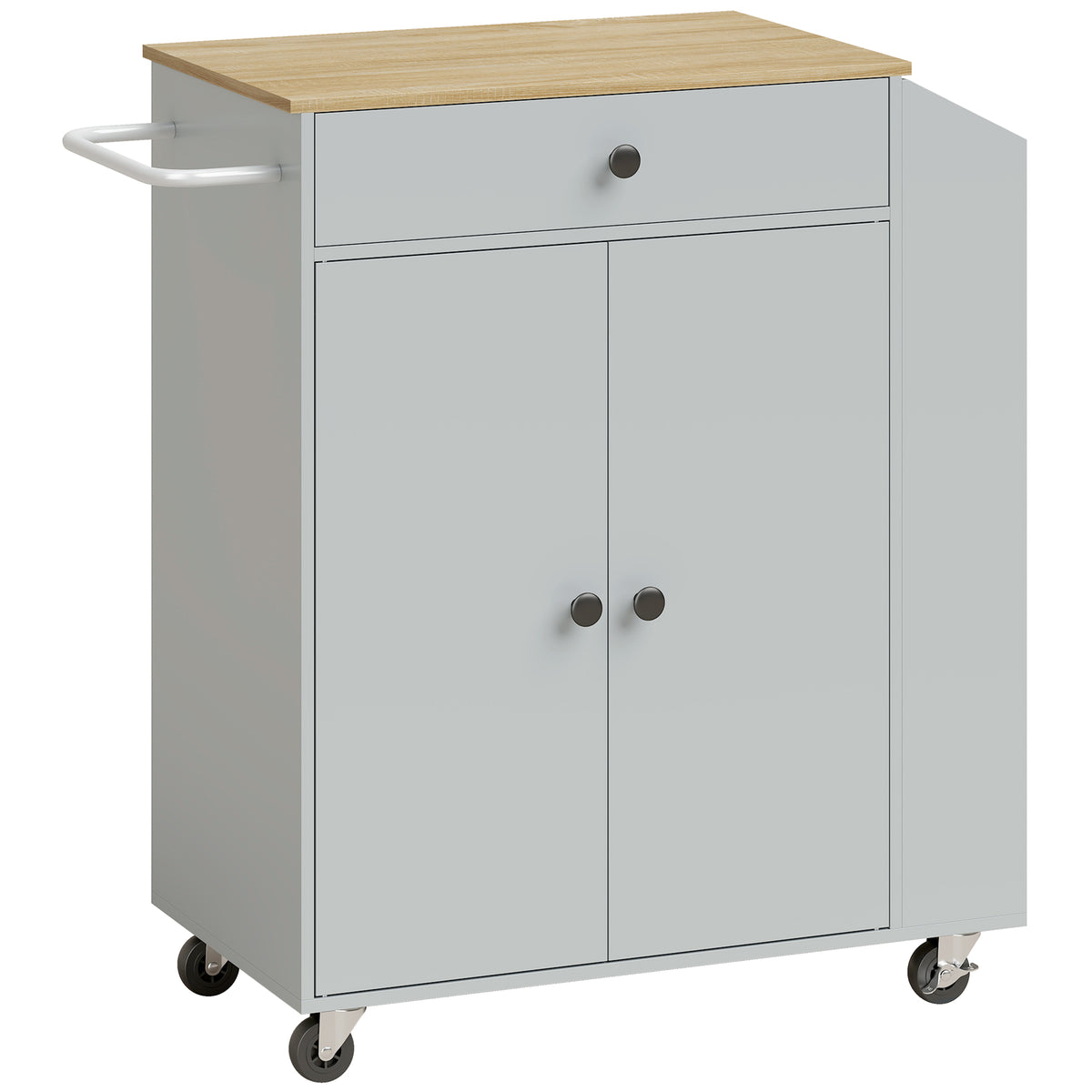 HOMCOM Rolling Kitchen Island with 3-Tier Spice Rack, Kitchen Storage Cart with Drawer and Towel Rack, Light Blue Default Title