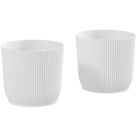Outsunny Set of Two Ð¤22cm Planters - White