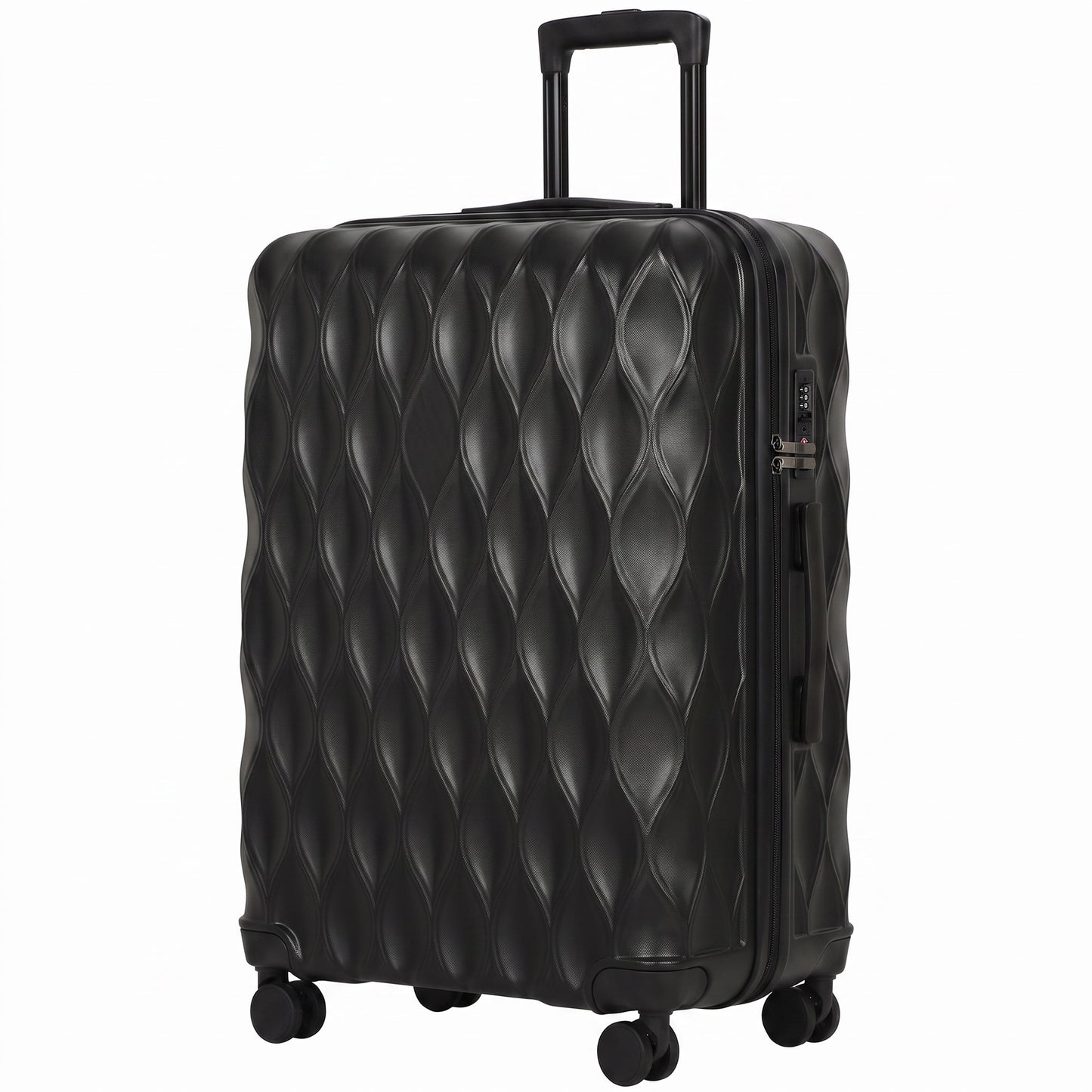 HOMCOM 77cm 98L Suitcase, Lightweight ABS Hard Shell Carry On Luggage with TSA Lock, Spinner Wheels, Telescopic Handle, Black
