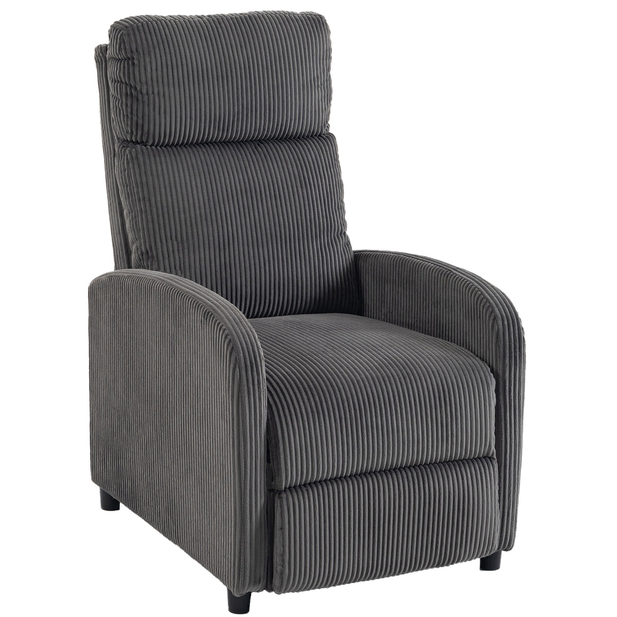 HOMCOM Recliner Armchair, Corduroy Push Back Reclining Chair with Thick Padding, Dark Grey Default Title