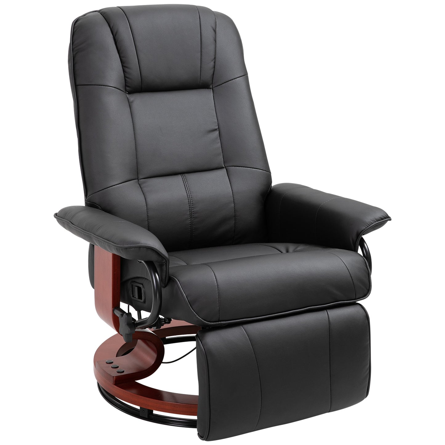 HOMCOM Reclining Swivel Chair, with Footrest - Black Default Title