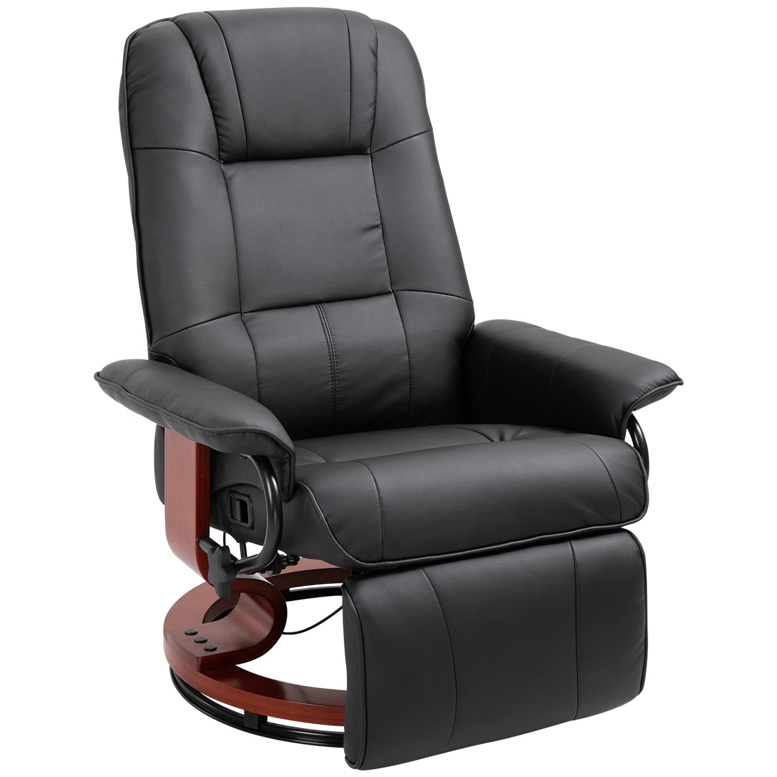 HOMCOM Reclining Swivel Chair, with Footrest - Black Default Title