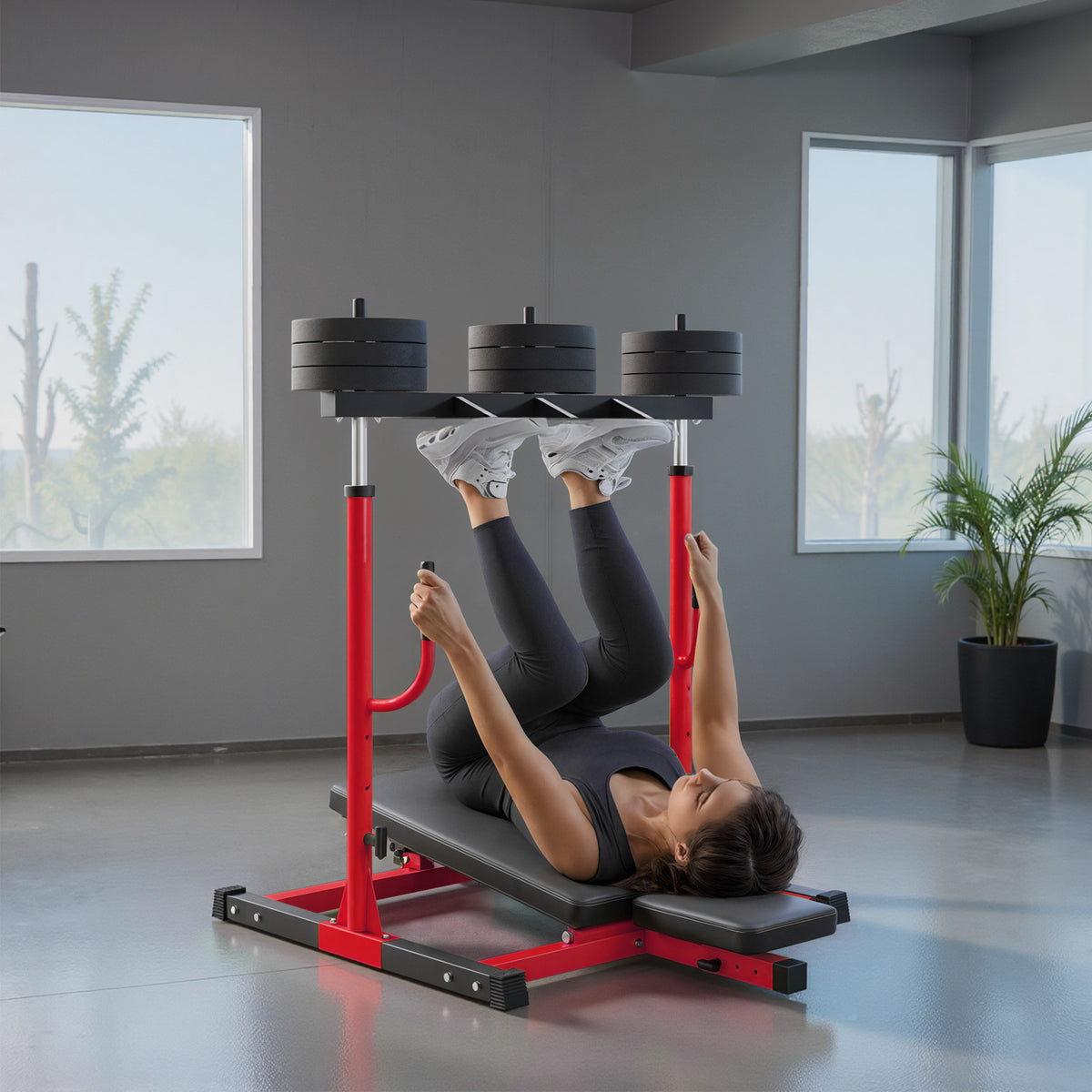 SPORTNOW Vertical Leg Press Machine with Adjustable Leg, Back and Head Positions, 1" Standard Plate Compatible, Red