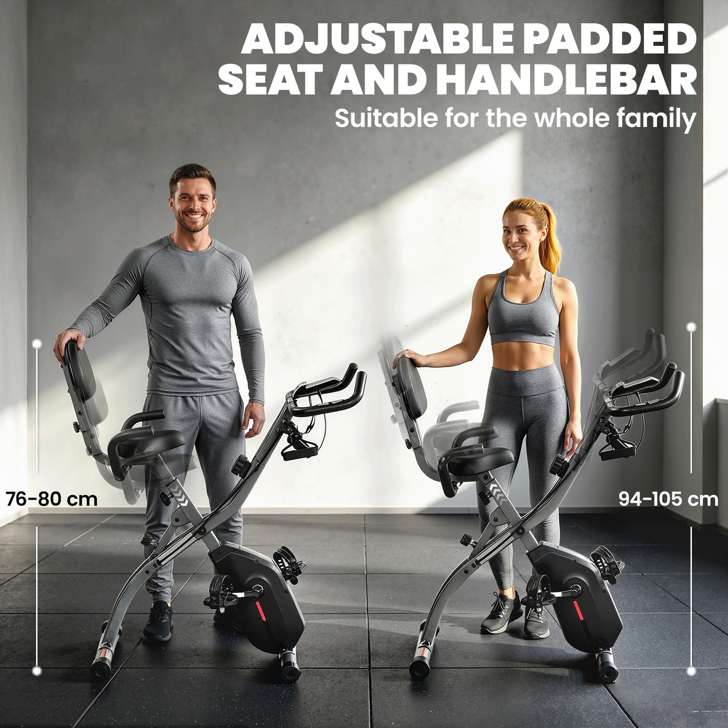 SPORTNOW 3-In-1 Folding Exercise Bike with Resistance Bands, Bluetooth App, 8-Level Magnetic Resistance, LCD Display, Black