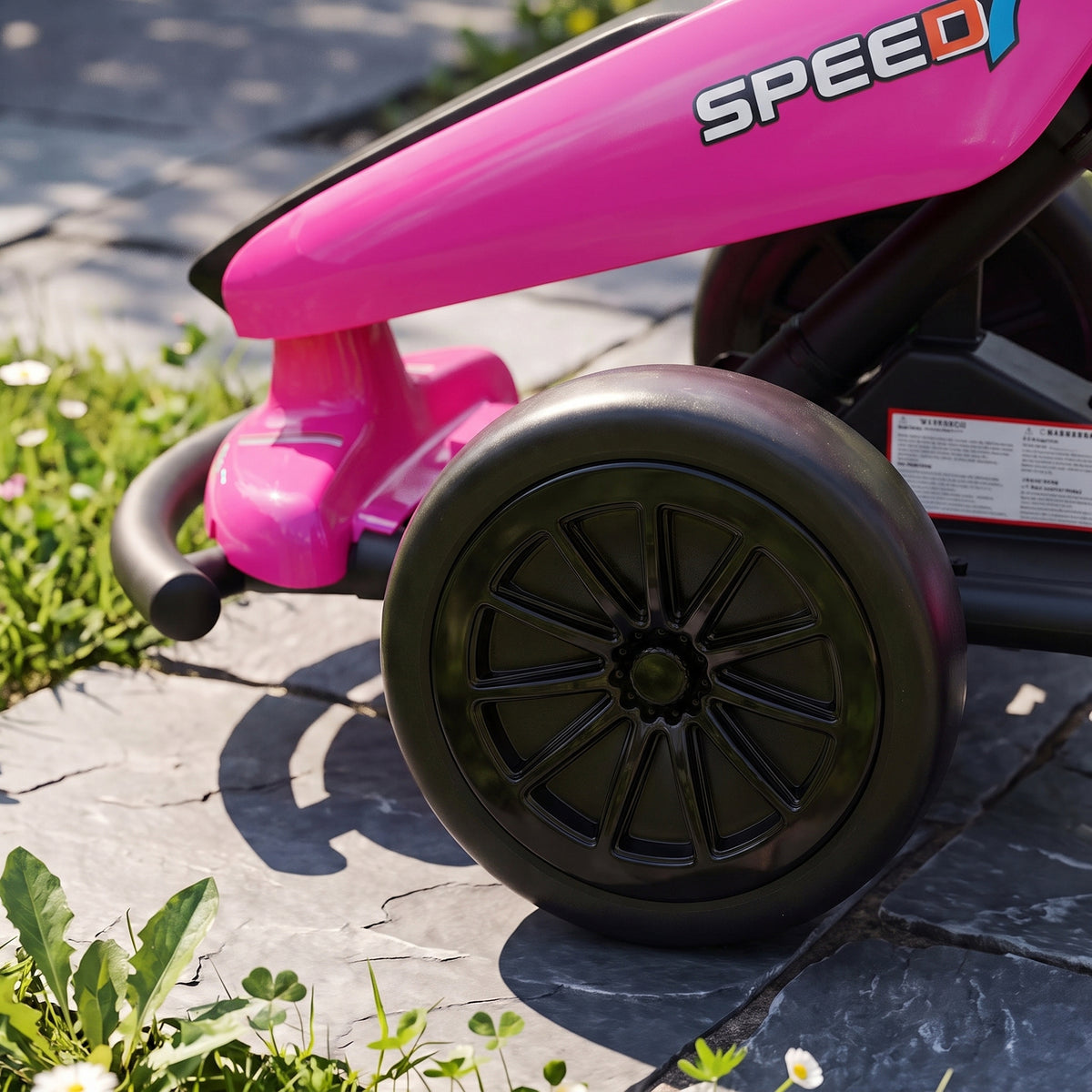 AIYAPLAY 24V Electric Drift Go Kart for Kids with Dual Motors, Soft Start, 12 KM/H High Speed, Headlight, for Ages 6-14, Pink