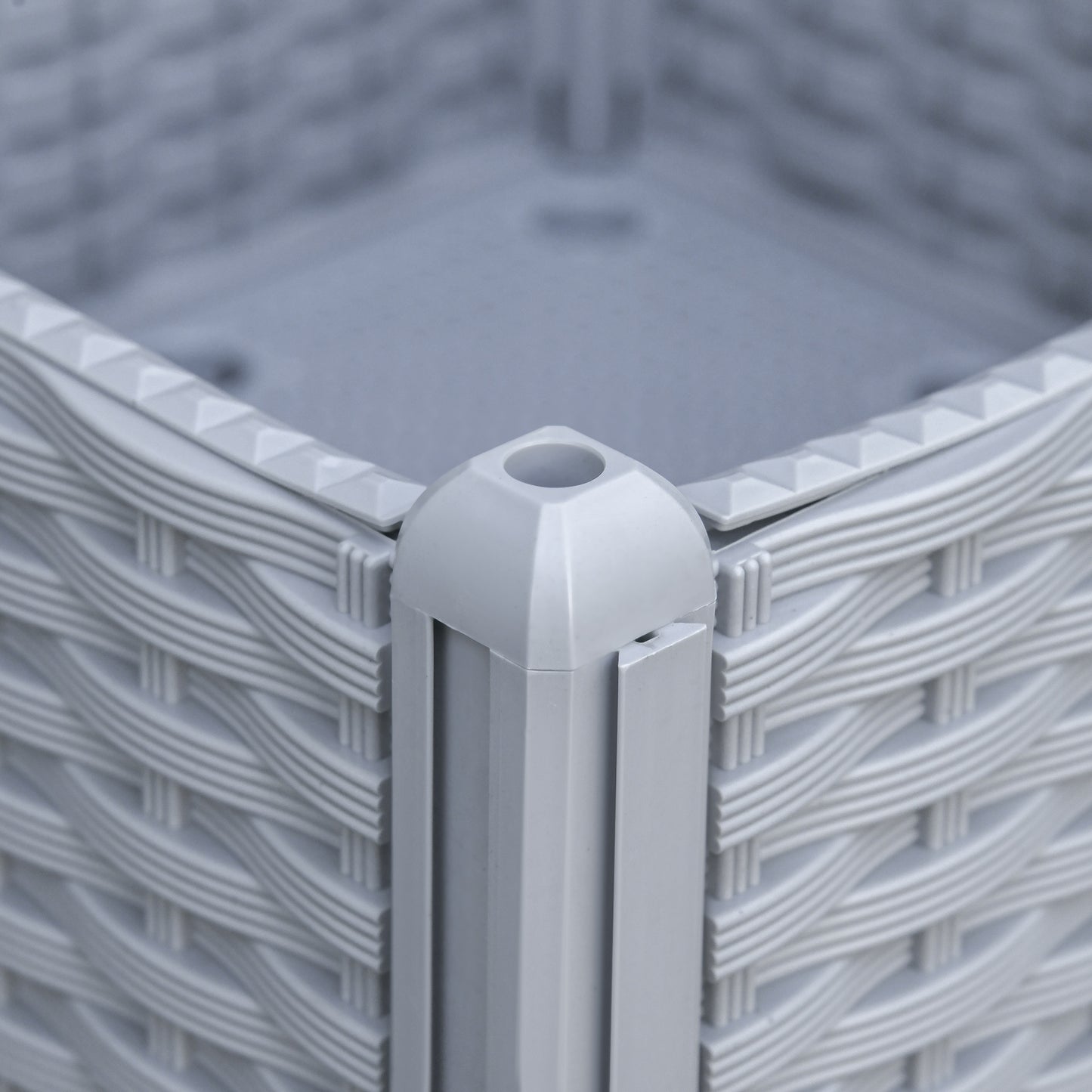 Outsunny Set of 4 26L Garden Raised Bed Elevated Patio Flower Plant Planter Box PP Vegetables Planting Container, Grey