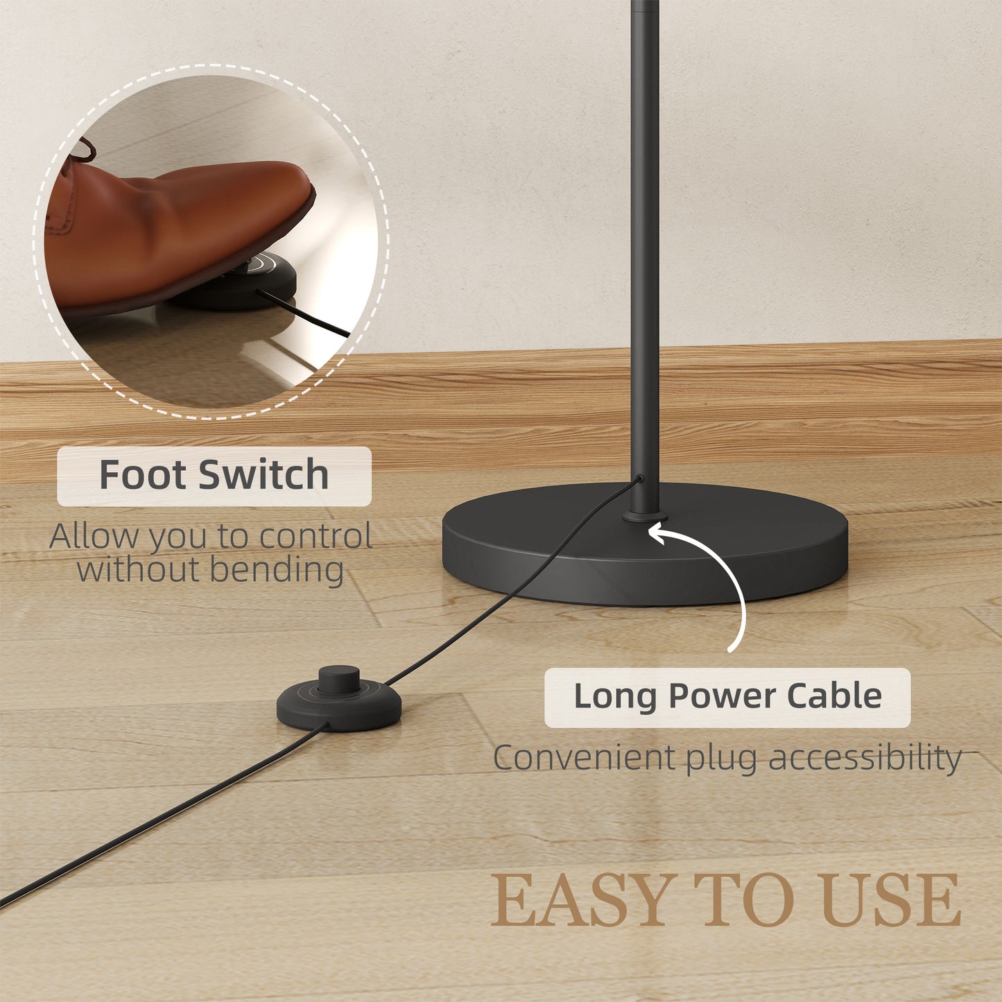 HOMCOM LED Floor Lamp with Remote Control - Black