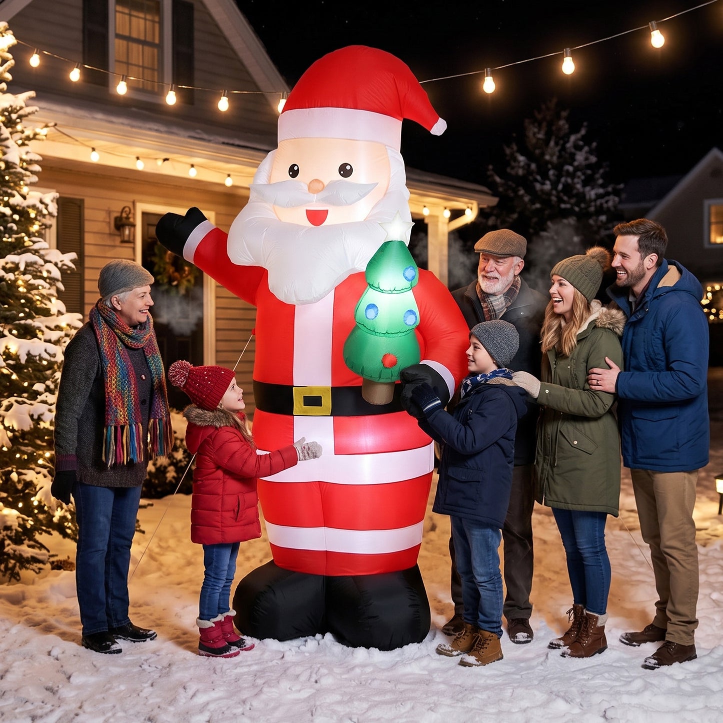 Outsunny Inflatable Christmas Decoration, 8FT Christmas Inflatable Santa with Bright LED Light, Red