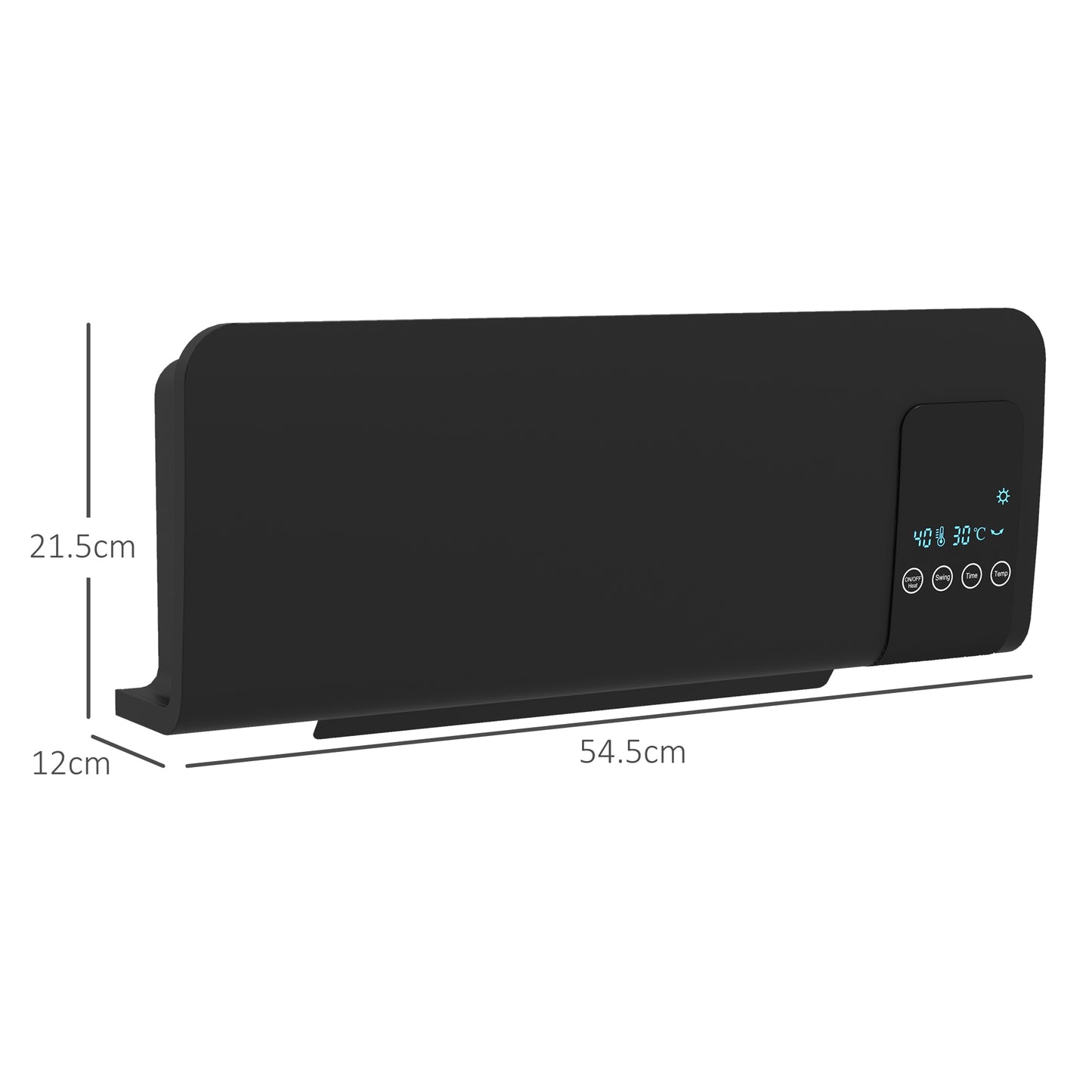 HOMCOM 2000W Wall Mounted Heater, 18-45Â°C Temperature, Black