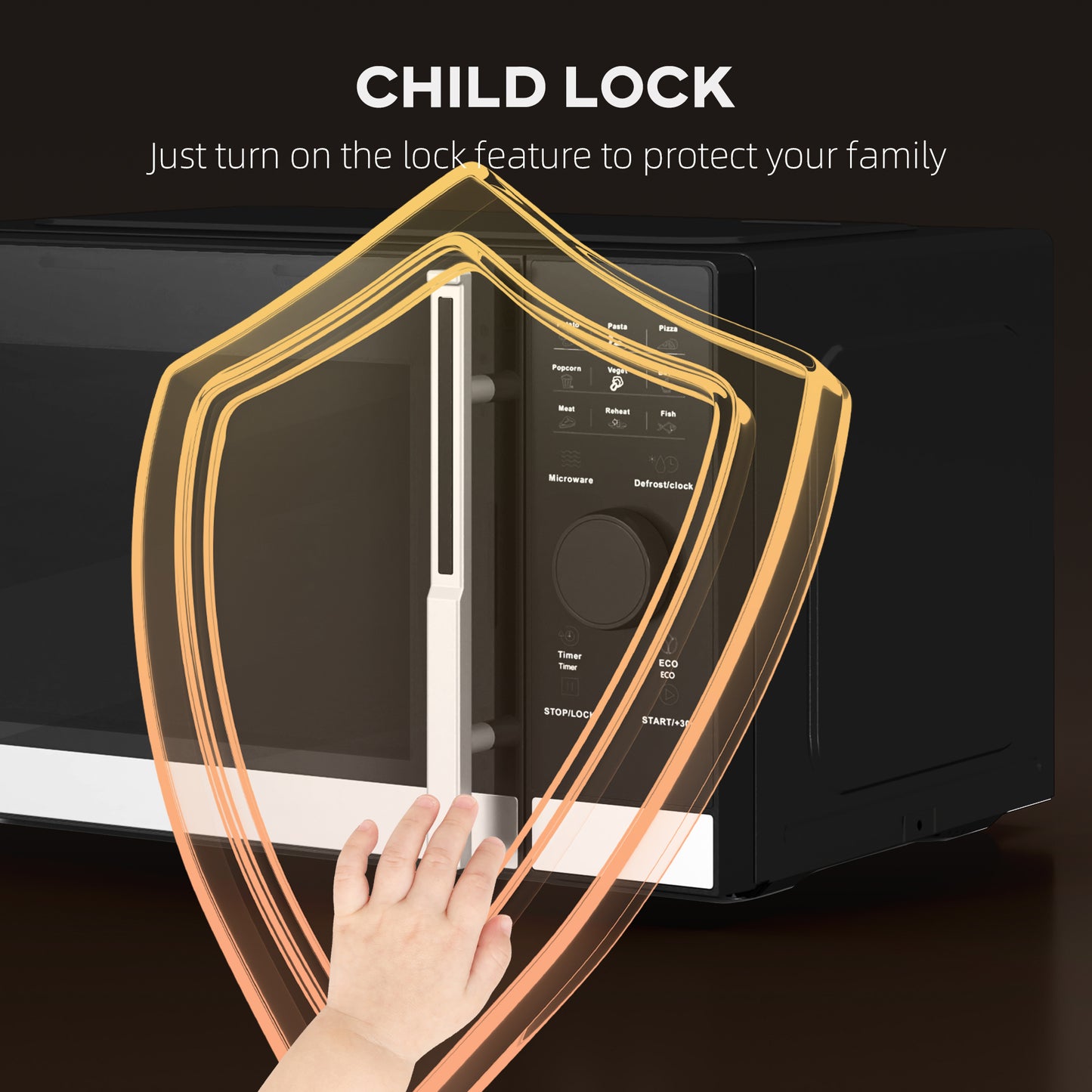 HOMCOM 23L 800W Microwave Oven, Digital Solo Microwave with 10 Power Levels, Automatic Defrost, 8 Auto Cook Menus, 60 Minutes Timer, Clock, Easy Clean, Small Black Microwave