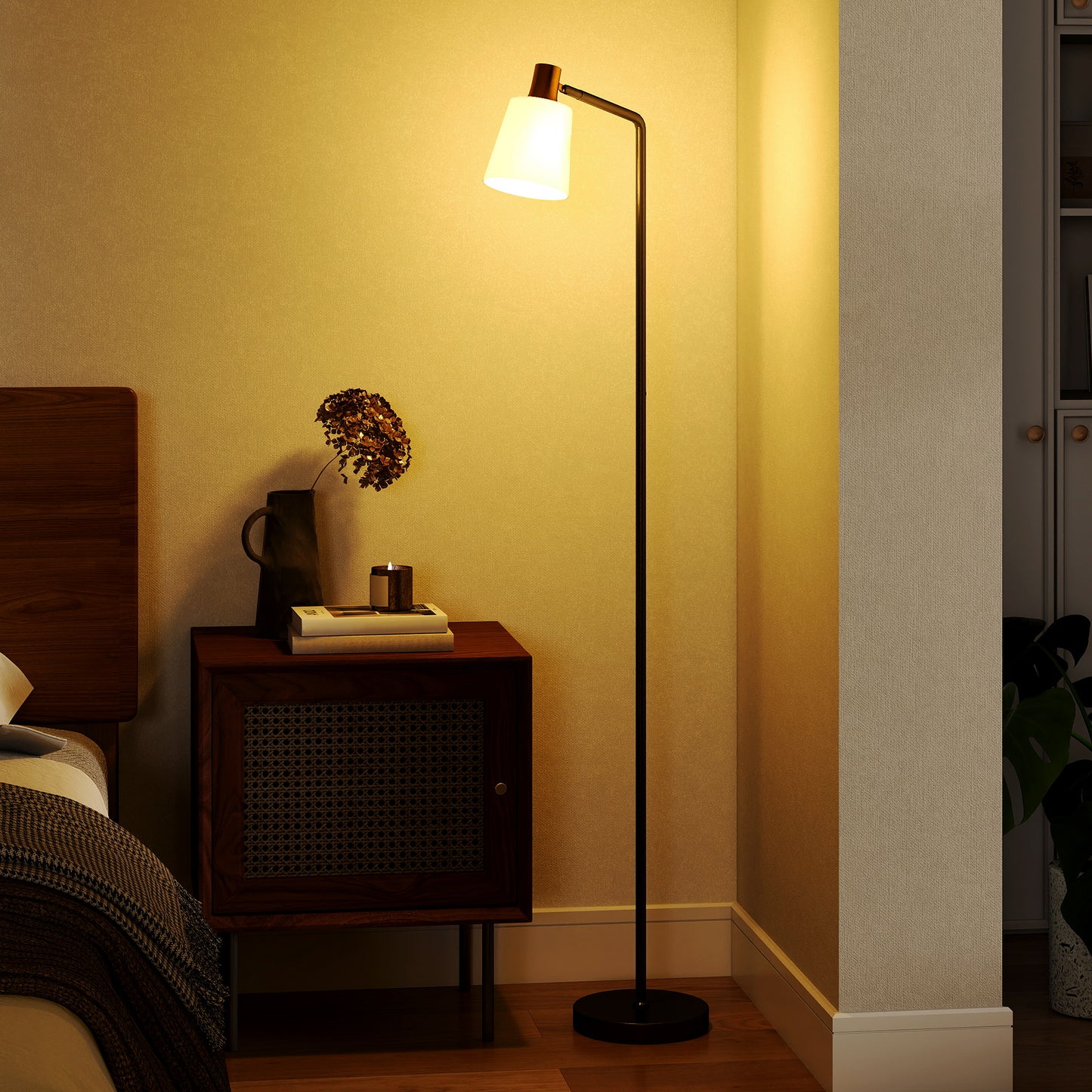 HOMCOM Floor Lamp with 350Â° Rotatable Head, Modern Standing Lamp with 3000K/4000K/6500K Colour Temperatures for Living Room Office, Black