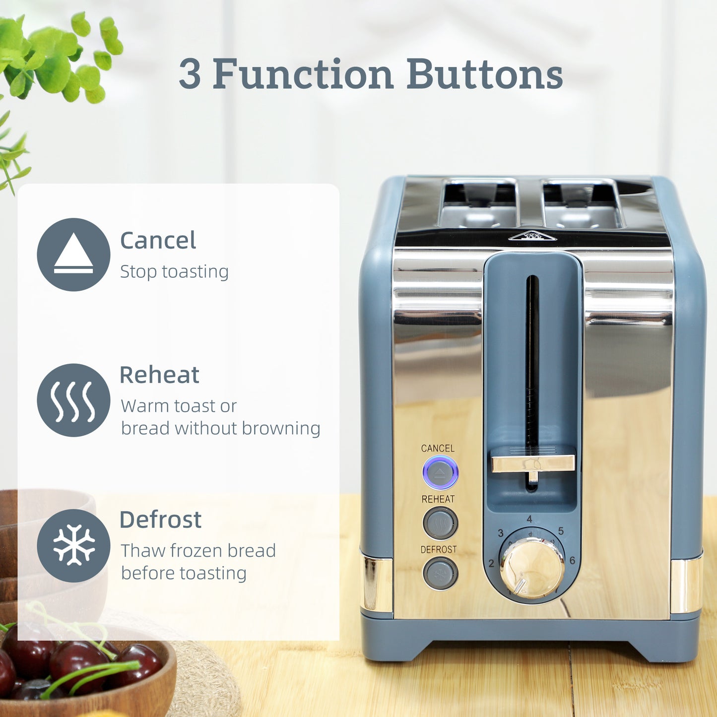 HOMCOM Sleek Textured Kettle and Toaster Set - Blue