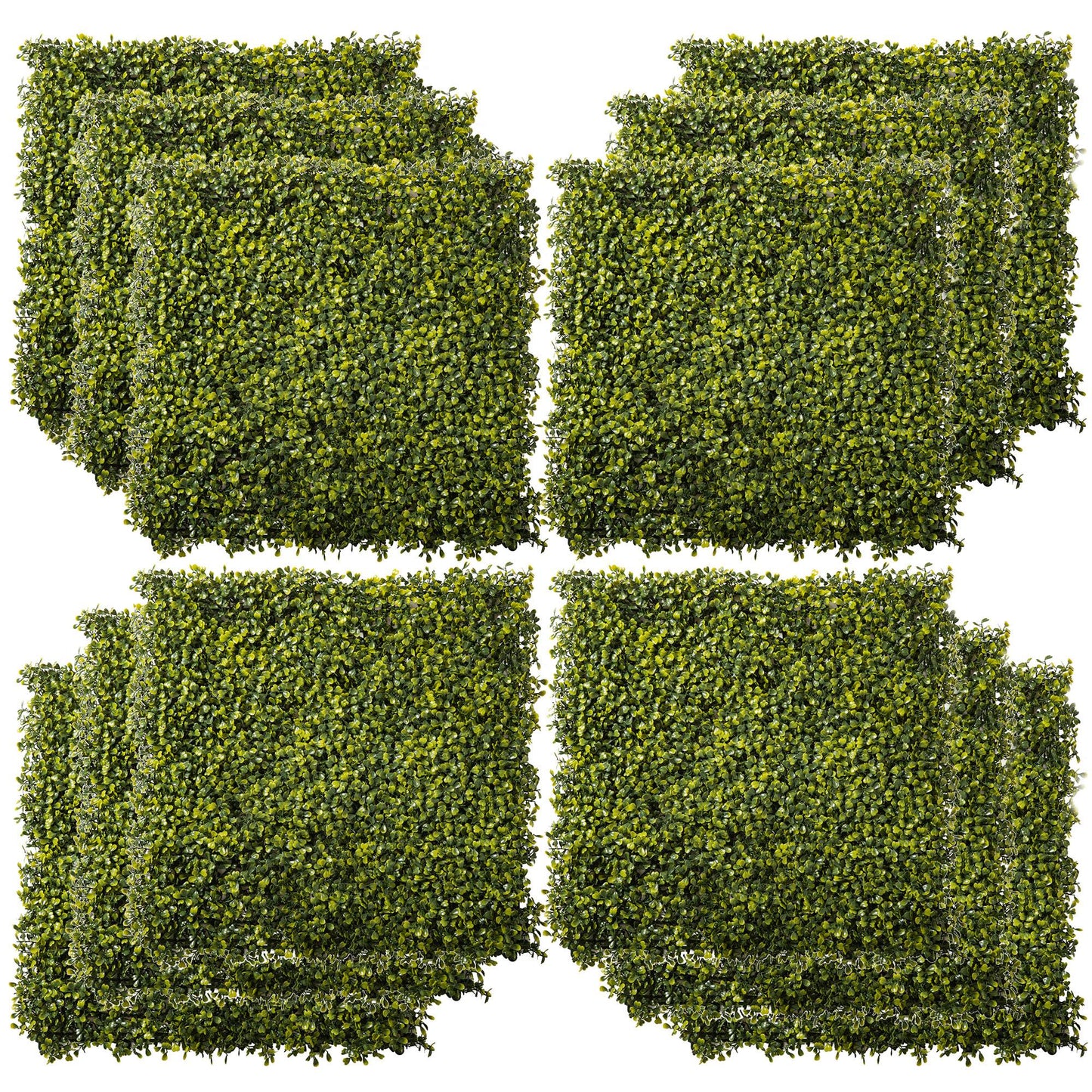 Outsunny 12PCS Artificial Boxwood Wall Panels 50cm x 50cm Grass Privacy Fence Screen Faux Hedge Greenery Backdrop Encrypted Milan Grass for Home Garden Backyard Balcony Default Title
