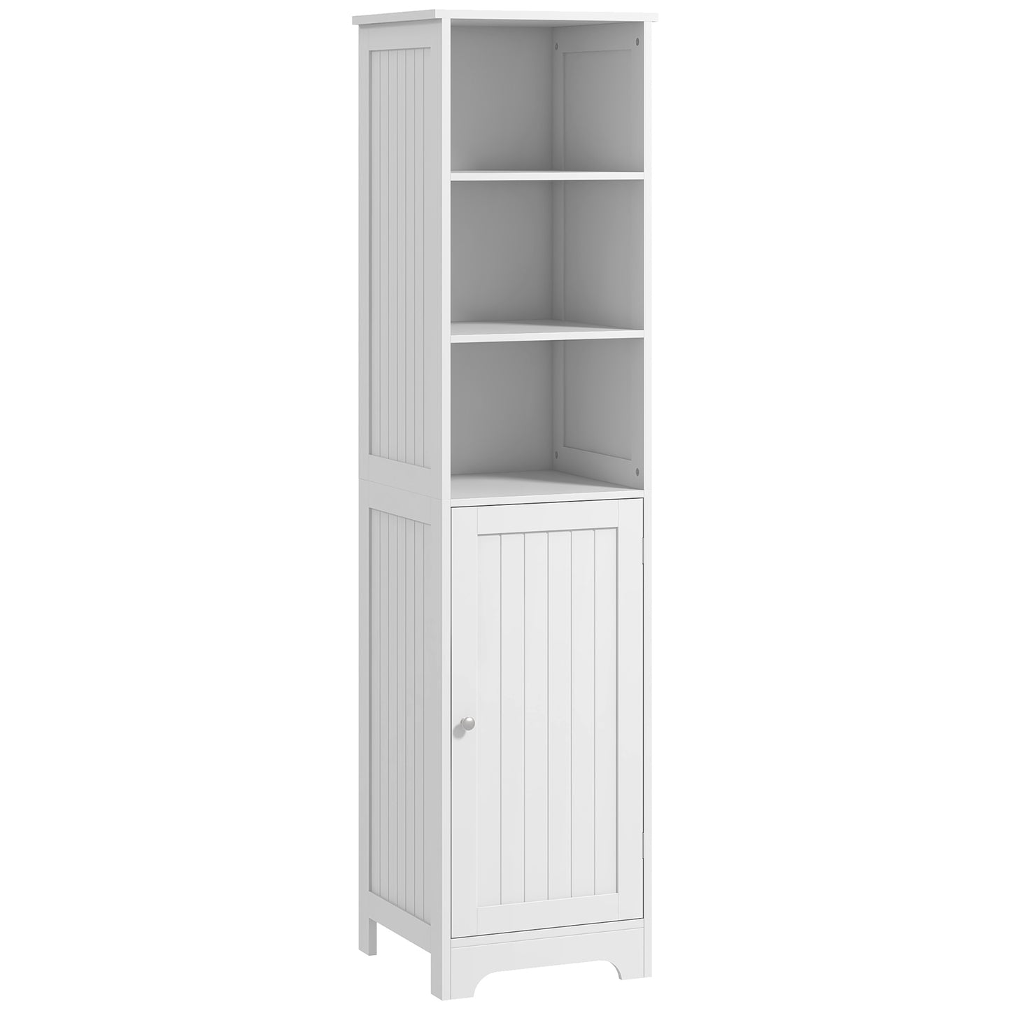 HOMCOM Slim Bathroom Storage Cabinet, Tall Bathroom Cabinet with 3 Open Shelves and Adjustable Shelf, White Default Title