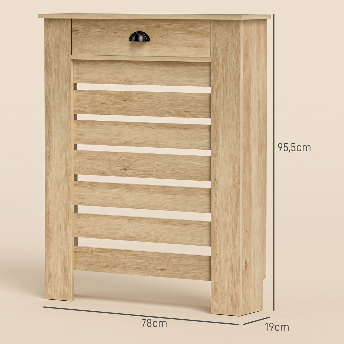 HOMCOM 95.5H x 78Wcm Radiator Cover, with Drawer - Oak