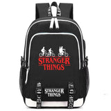 Ride The Bike Down World Of Stranger Backpack Dream Of Exploring Things Laptop Daypack With USB Charging Sport Bag For Men Women Boy Girl Boys Black