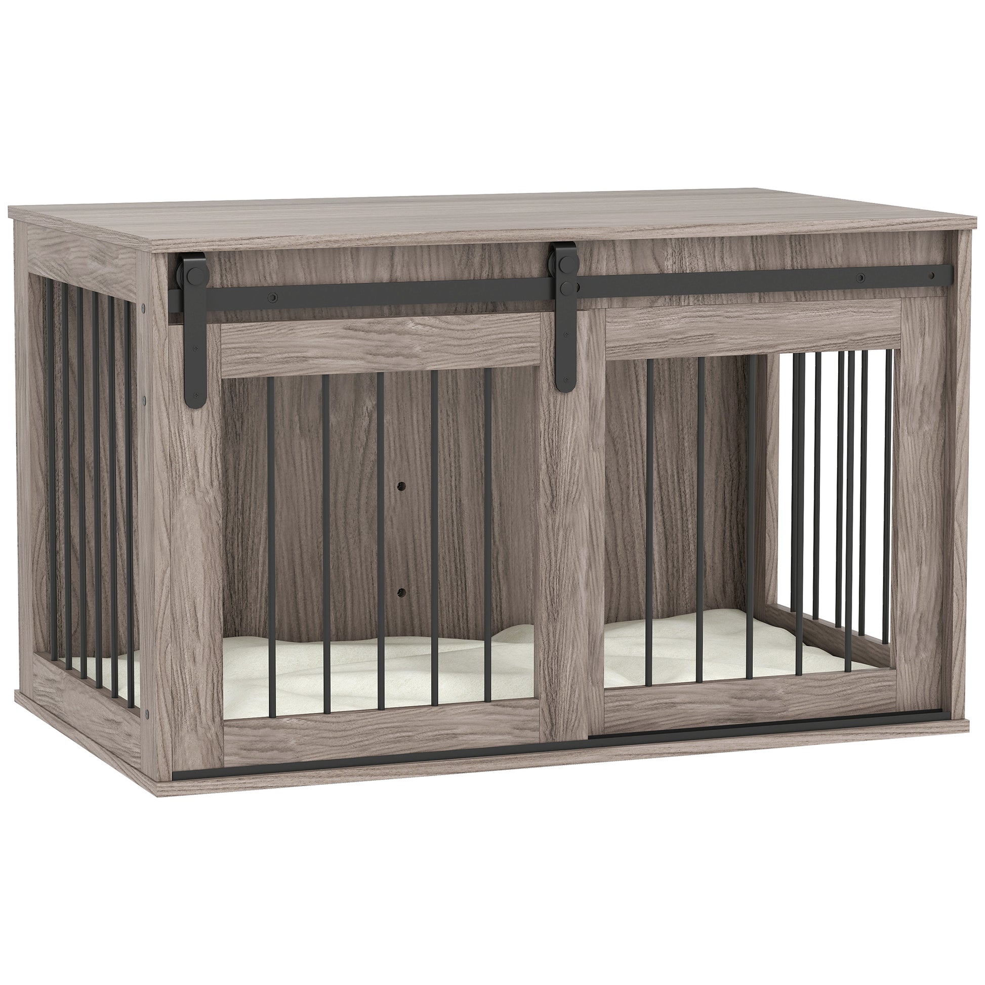 PawHut 98cm Dog Crate Furniture with Removable Cushion for Large Dogs - Brown