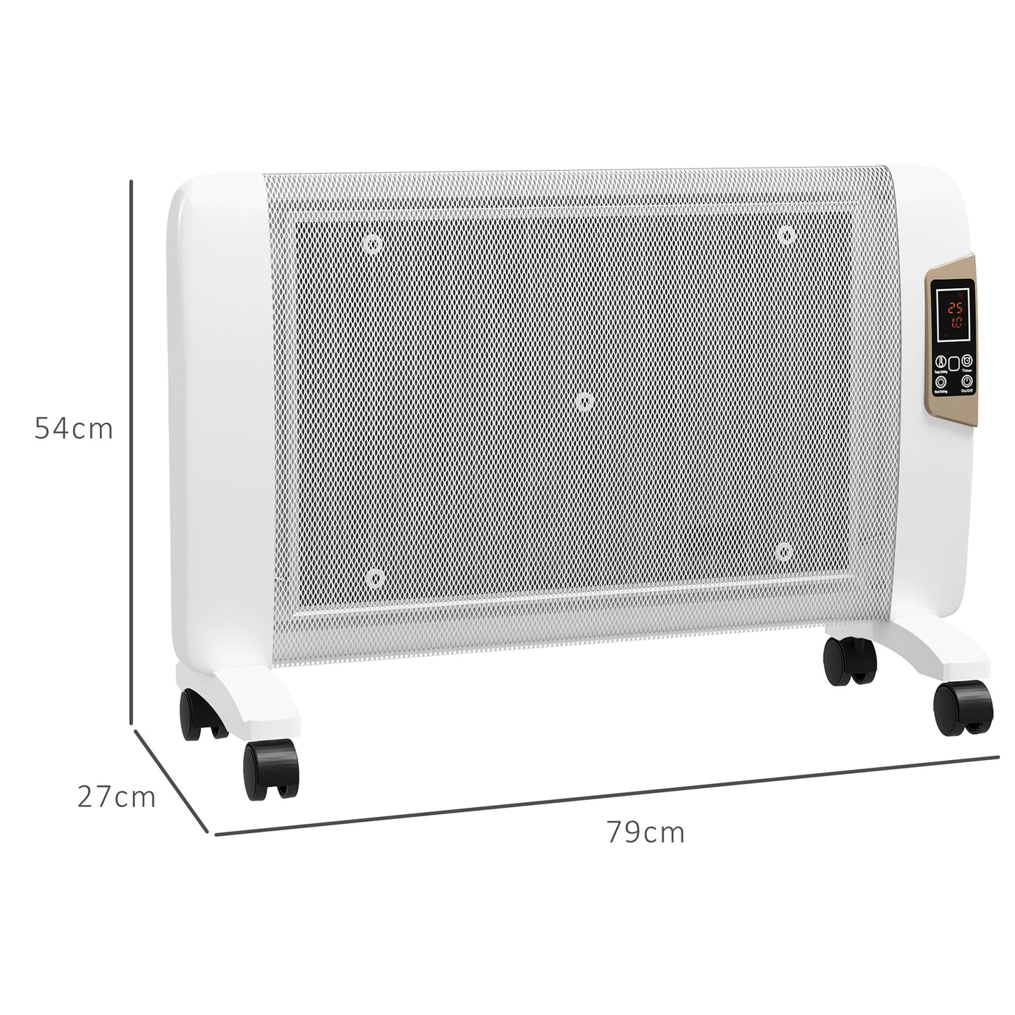 HOMCOM Mica Electric Space Heater, Portable Heater for Home with 2 Heat Settings, Living Room, Study, Garage, Adjustable Temperature 18-30Â°C, 1000W/2000W, White
