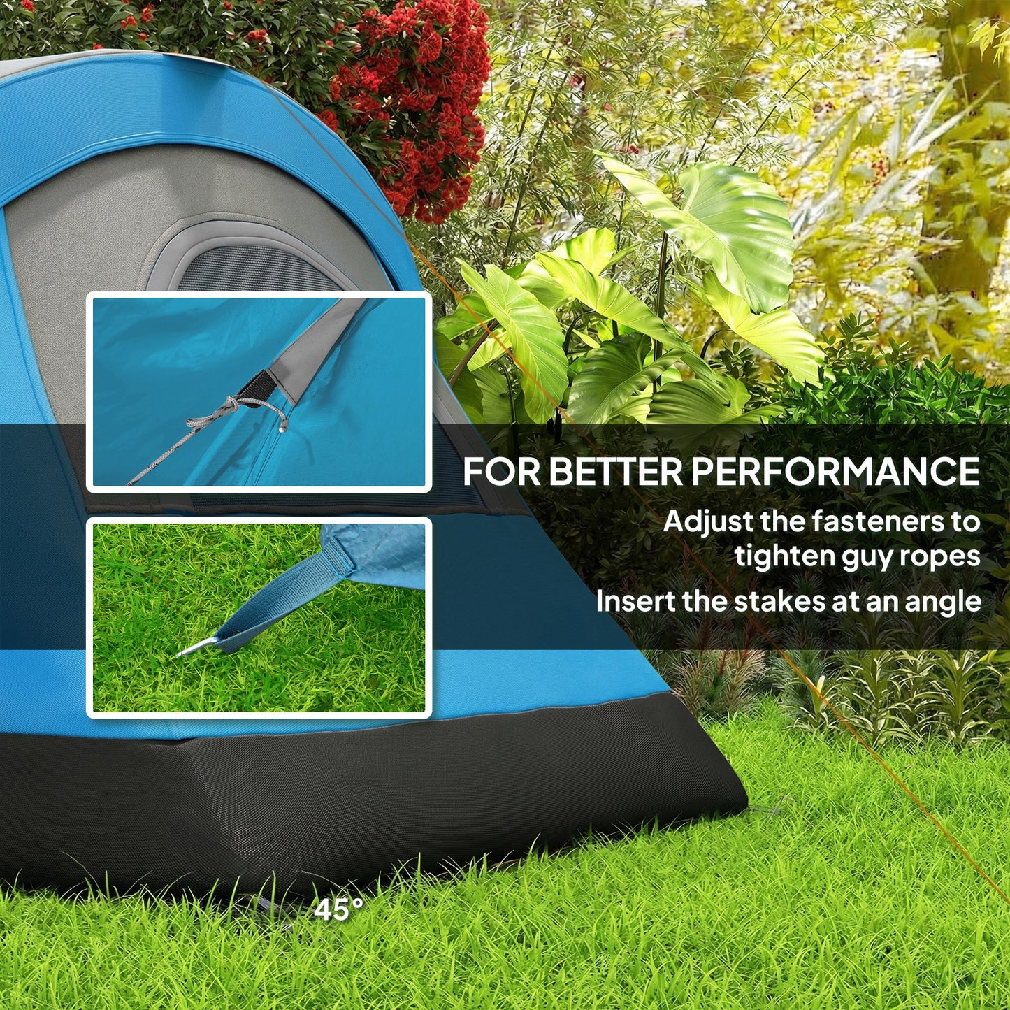 Outsunny 5 Man Camping Tent, Large Tunnel Tent, Water Resistant Hiking Shelter with Groundsheet and Carry Bag, Light Blue
