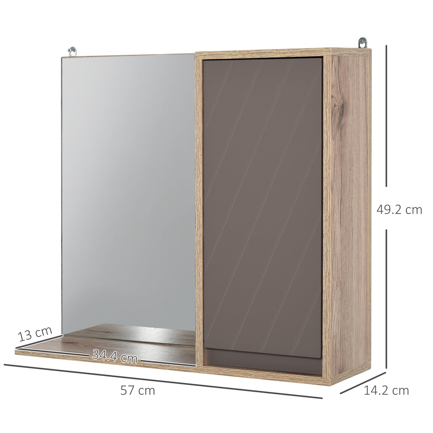 HOMCOM Bathroom Mirror Cabinet, Wall-Mounted Bathroom Cabinet with Mirror and Adjustable Inner Shelf,  57L x 14.2W x49.2H cm