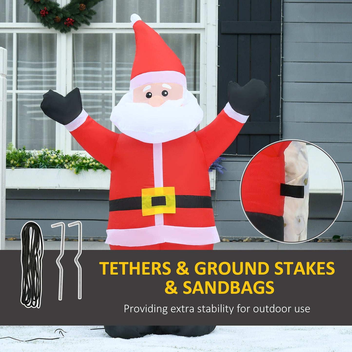HOMCOM 4ft Inflatable Christmas Santa Claus Xmas Decoration 1 LED Holiday Air Blown Yard Outdoor DÃ©cor
