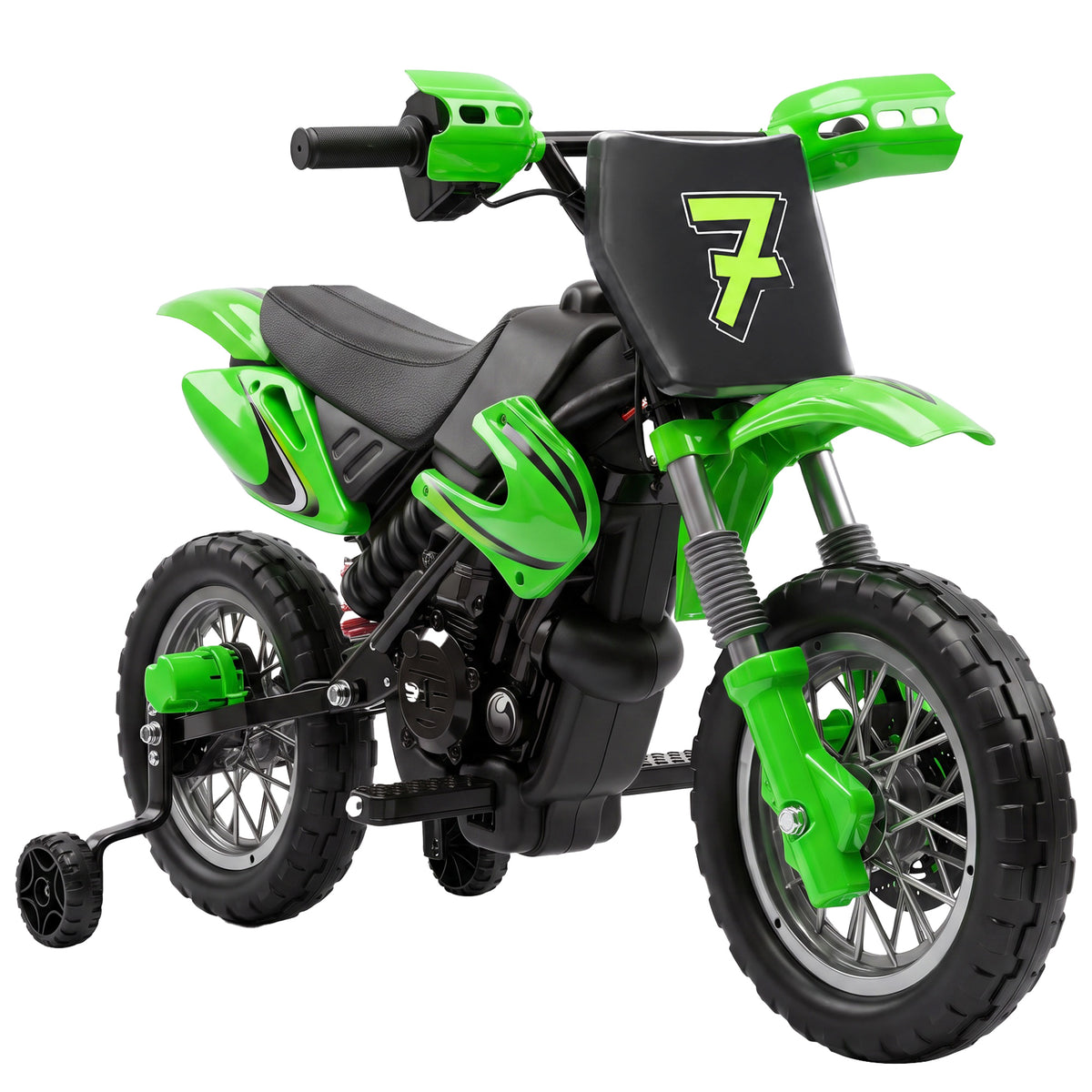 AIYAPLAY 12V Kids Electric Motorbike, Ride on Motorcycle with Dual Motors, Training Wheels, Rear Suspension for 3-6 Years, Green Default Title