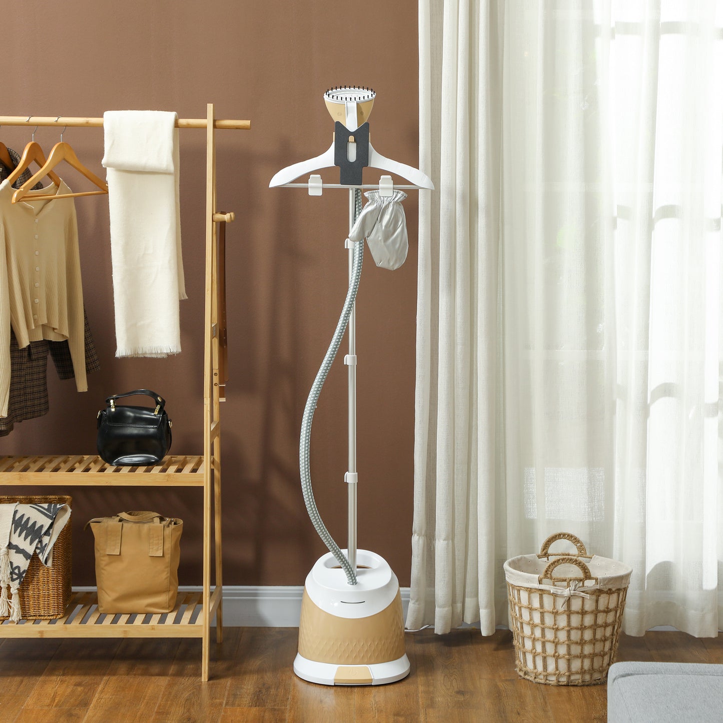 HOMCOM 1800W Standing Clothes Steamer, with Accessories - Grey